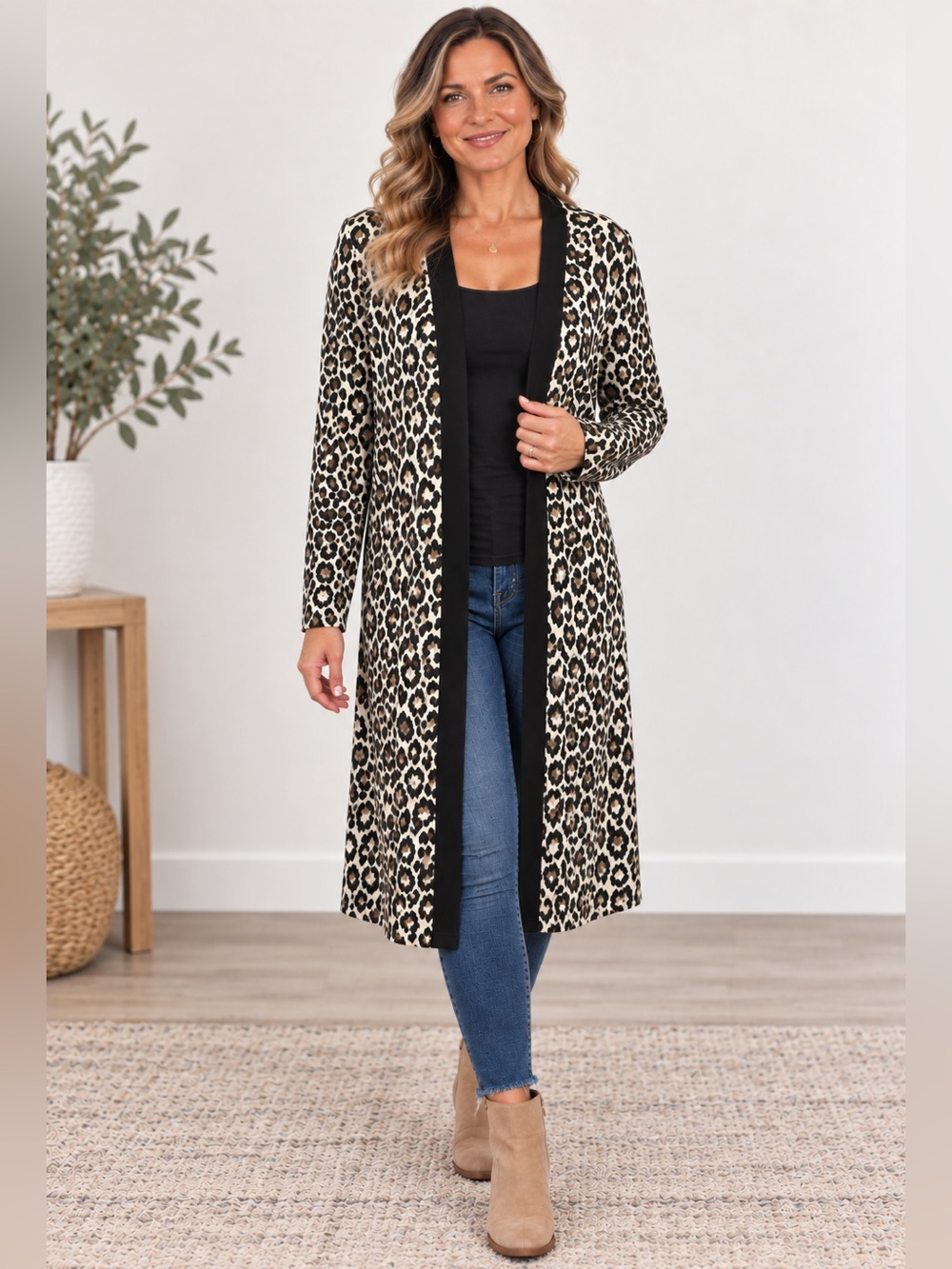 Sunshine & Rodeos Leopard Print Cardigan – Size XL